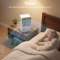 HOMCOM Desk Fan with Humidifier and RGB Light Portable Table Fan with 550ml Water Tank White(m-8)