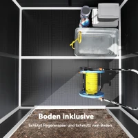 Outsunny Tuinhuis 2,89 m², Tuinschuur met houtlook 3 ramen Dubbele Deur Ventilatie Bodem Slot, 182 x 182 x 196 cm(m-4)