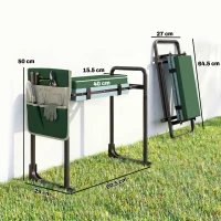 Outsunny Perna și scaun pentru genunchi de grădină, capacitate 150 kg, taburet de grădină cu zonă genunchi căptușită, picioare din oțel extensibile(m-3)