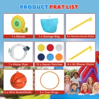 AIYAPLAY Castel Gonflabil Acvatic 8 în 1 cu Suflantă 550W Tobogan Trambulină Cățărare Piscină Poartă Coș Aruncare(m-4)