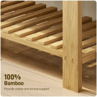 HOMCOM Ławka na buty z siedziskiem, bambusowa ławka z miejscem na obuwie, 2 otwarte półki, 60 x 29 x 49 cm, szara(m-6)