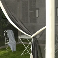 Outsunny Opvouwbare paviljoen met verstelbare hoogte, netgordijnen, draagtas, metalen frame, 3 x 3 x 3 m, Beige(m-11)