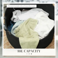 HOMCOM 88L Laundry Hamper, Cotton Rope Laundry Basket with Handles, Collapsible Washing Bin, 56 x 35.5cm, Black(m-5)