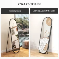 Lustro stojące 160 x 40 cm, metalowa rama, czarne(m-7)