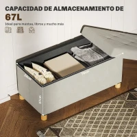 HOMCOM Banco Almacenaje Capacidad de 67 L 76x38x38 cm Tapizado en Terciopelo Carga 120 kg para Sala de Estar Dormitorio Crema(m-4)