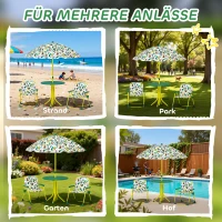 AIYAPLAY Kindersitzgruppe, 4 teilige Kindersitzgarnitur mit abnehmbarem Sonnenschirm, Kindertisch mit 2 Klappstühlen, Grün(m-7)