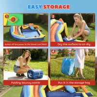 AIYAPLAY 8-in-1 springkasteel met blower, glijbaan, kinderbad, trampoline en klimwand voor binnen en buiten 350x325x210cm Multicolor(m-7)