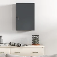 kleankin Armario para medicamentos de pared, armario de baño con 3 estantes, 2 llaves, 40 x 18 x 60 cm, Gris(m-4)