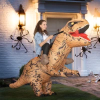Outsunny Aufblasbares Dinosaurier Kostüm für Erwachsene Dino T-Rex Kostüme lustig Halloween Karneval Party(m-7)