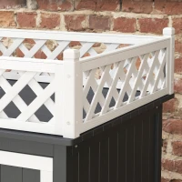 PawHut Wooden Cat House, Two-Floor Cat Shelter with Balcony, Stairs, Indoor Outdoor Small Pet Condo for Rabbits, Cats, Grey(m-9)