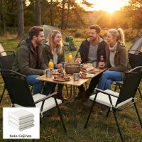 Outsunny Set Sitzkissen für Esszimmerstühle 46x42x7 cm 6 Stück mit waschbarem Bezug und Bändern, wasserabweisend und UV-beständig Creme(m-4)