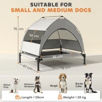 PawHut Portable Elevated Dog Bed with Removable Canopy, Cooling Raised Pet Cot for Small Medium Dogs, 76 x 61 x 70 cm(m-3)