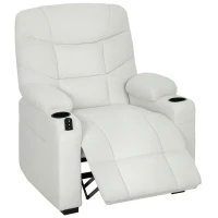 HOMCOM Sillón Relax Reclinable Eléctrico Silencioso con Función Memoria Reposapiés Mando a Distancia Bolsillos Laterales Crema(m-10)