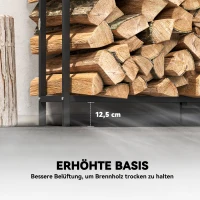Outsunny Kaminholzregal Metall 199 x 30 x 121 cm Brennholzregal 0,6m³ mit wasserdichter Abdeckung bis 300kg(m-7)