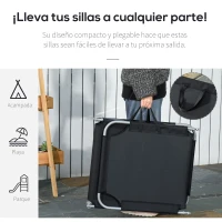Outsunny Tumbona Jardín Exterior Plegable con Respaldo Ajustable en 5 Posiciones Carga 120 kg para Terraza 187x55x24 cm Negro(m-6)