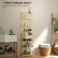 Regał łazienkowy z bambusa, 7 półek, do salonu(m-4)