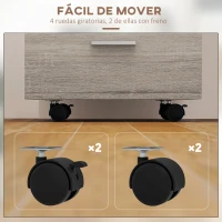 Vinsetto Cajonera de Escritorio con 3 Cajones Ruedas Cerradura 2 Llaves Archivador Móvil para Estudio Salón 40x40x61,5 cm Gris(m-7)
