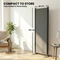 Outsunny 3-delige scheidingswand 260 x 30 cm Vrijstaand Paravent Privacy-scherm van Metaal, Outdoor Ruimtedeler Donkergrijs(m-5)