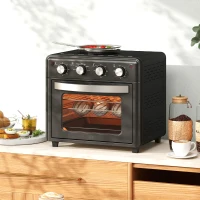 HOMCOM Mini Forno Elétrico 30L 1600W Mini Forno de Convecção com 7 Modos Temporizador e Temperatura Ajustável 43x39x39 cm Preto(m-2)
