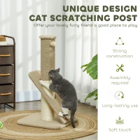 PawHut Cat Scratching Post, 84 cm Cat Scratcher Post Pad with Toy Ball, for Indoor Kittens, Light Brown(m-4)