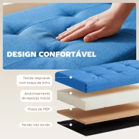 HOMCOM Puff de Armazenamento Banco de Armazenamento Dobrável 84 L 76x38x38 cm Estofado em Linho Sintético Azul Claro(m-5)
