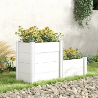 Outsunny Verhoogde plantenbak 3-laags stapelbaar tuinbak met open bodem, modulaire kruidenbak DIY montage kunststof(m-9)