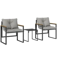 Outsunny Bistroset voor 2 personen, 3-delig tuinbistroset met metalen frame en dikke kussens(m-1)