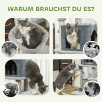 PawHut Kratzbaum 104 cm Katzenbaum mit Katzenhöhle Bett Sisal-Kratzsäulen Kratzbrett Plüschbälle für Katzen bis 5 kg Hellgrau(m-7)