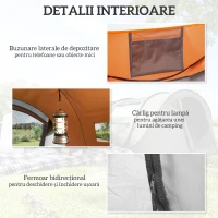 Outsunny Cort de Camping Pop Up pentru 2 Persoane cu 2 Uși, 4 Ferestre și Înveliș Impermeabil, 263.5x220x123 cm, Verde(m-5)