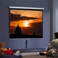 HOMCOM Pantalla de Proyección Manual 100 Pulgadas Formato 4:3/16:9 para Interior y Exterior Cine en Casa Patio Blanco(m-8)