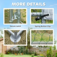 PawHut Kurnik z wodoodporną tkaniną odporną na UV, zamkiem bezpieczeństwa, dla 10-15 kur, stal, 3 x 3,4 x 1,9 m, srebrny(m-6)