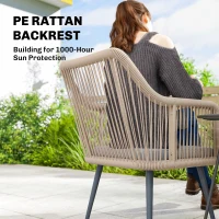 Outsunny Zestaw 2 krzeseł ogrodowych, odporne na warunki atmosferyczne, z podłokietnikami, poduszkami, ramą metalową, do 120 kg, jasnoszary(m-4)