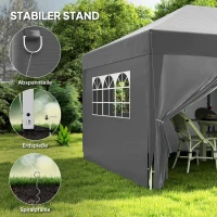 Outsunny Paviljoen ca. 6x3m Stabiel Winterbestendig Pop-up Opvouwbaar Paviljoen met Ramen, Ritsdeuren en Zijwanden, UV-bescherming(m-6)