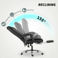 HOMCOM Scaun de Birou Reclinabil la 155° cu Suport pentru Picioare, Perne Duble și Tapițerie din Piele Ecologică, Negru(m-4)