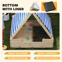 Piaskownica AIYAPLAY z daszkiem, 120x120 cm, drewniana(m-6)