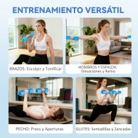 SPORTNOW Juego de Mancuernas Ajustables 4 en 1 de 1/1,5/2/2,5 kg con Mangos Antideslizantes y Diseño Cuadrado para Casa Gimnasio(m-7)