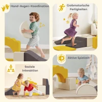 AIYAPLAY 7-teiliges Set Kletterblöcke für Babys & Kleinkinder, weiches Kletterset für den Innenbereich, Stoff, Schaumstoff, Bunt(m-6)