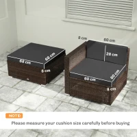 Outsunny 7-Piece Patio Furniture Cushions, Outdoor Loveseat Cushion with Removable Covers for Rattan Furniture, 60x60 cm, Black(m-3)