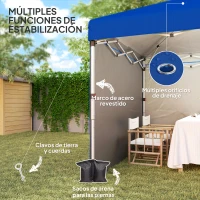 Outsunny Carpa Plegable Pop-up 3x3 m con 2 Paredes Laterales Anti-UV Altura Ajustable Sacos de Arena y Bolsa de Transporte Azul(m-7)