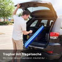 Outsunny Strandparasol Ø198 cm UV30+ met Opklapbare Tafel, Bekerhouders en Verstelbare Kanteling - Multicolor(m-9)