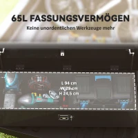 HOMCOM Stabile Aufbewahrungskiste aus Aluminium mit Seitengriffen, Schloss und Schlüsseln, Werkzeugkasten, 99 x 33 x 25,4 cm(m-5)