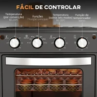 HOMCOM Mini Forno Elétrico 30L 1600W Mini Forno de Convecção com 7 Modos Temporizador e Temperatura Ajustável 43x39x39 cm Preto(m-7)