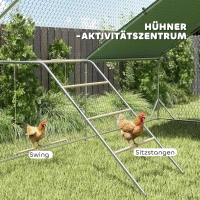 PawHut Hühner Spielgerüst aus Holz, Spielplatz für Hühnern mit Hühnerstangen, verstellbar Schaukel, 82 x 150 x 110 cm Silber(m-4)