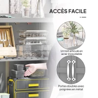 Outsunny Armoire de jardin en bois abri de jardin avec 2 portes, toit à charnières et étagère, 74 x 43 x 88 cm, gris(m-5)