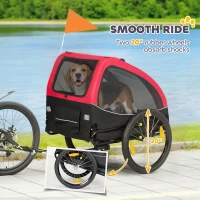 PawHut Przyczepka rowerowa składana z odblaskami oknami z siatki kołami drzwiami i chorągiewką, do 20 kg, 138x70x89 cm, czerwona(m-5)