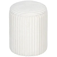 HOMCOM Pouf de rangement avec couvercle réversible, pouf moderne en velours côtelé pour salon et chambre, Blanc(m-7)