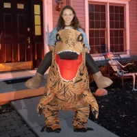 Outsunny Aufblasbares Dinosaurier Kostüm für Erwachsene Dino T-Rex Kostüme lustig Halloween Karneval Party(m-8)