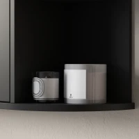 HOMCOM Armoire-miroir de salle de bains avec 6 étagères ouvertes et 2 fermées, en bois et verre, 66x17x63 cm, Noir(m-4)