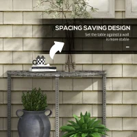 Outsunny Stolik Balkonowy, półokrągły, Polirattan+Metal, 100x50x74 cm, Szary(m-4)