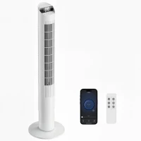 HOMCOM Tower Fan with WiFi App Control Standing Floor Cooling Fan Remote Control 101.8 cm White(m-1)